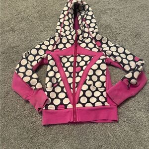 Ivivva Polka Dot and Pink Zip Up Hoodie Jacket Sz 6